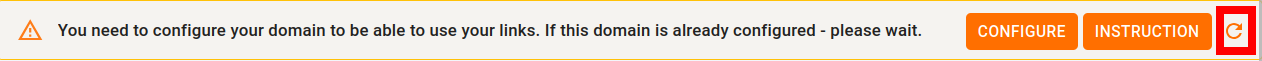 Short.io warning banner indicating domain configuration is pending