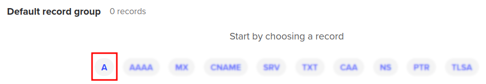 Spaceship Default record group with A record button highlighted